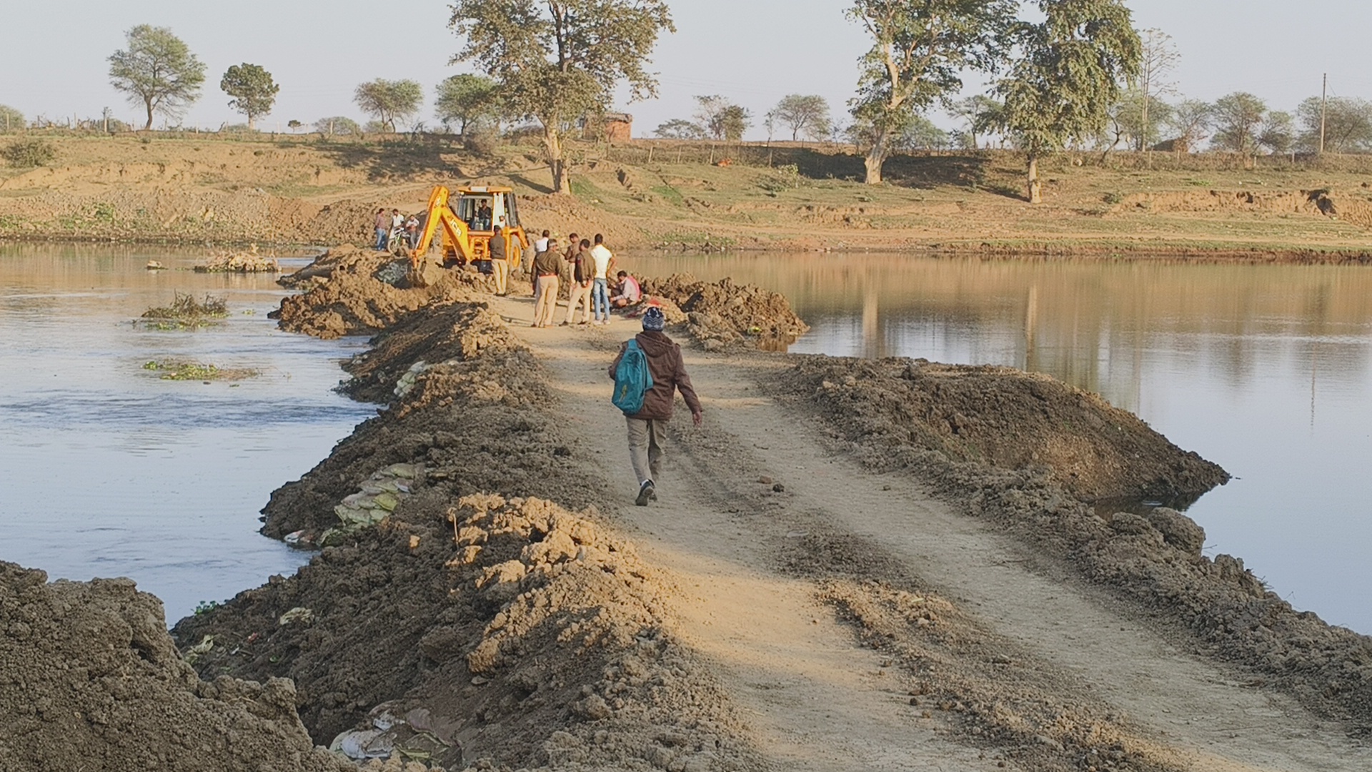 brick kilns on both sides of  river