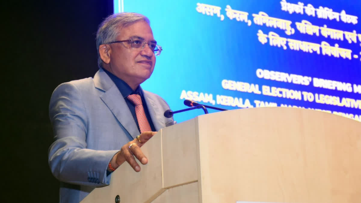 Chief Election Commissioner Gyanesh Kumar addresses Central Observers during a meeting ahead of the forthcoming Assembly elections to Assam, Kerala, Puducherry, Tamil Nadu and West Bengal, at IIIDEM in New Delhi on Thursday, February 05, 2026.