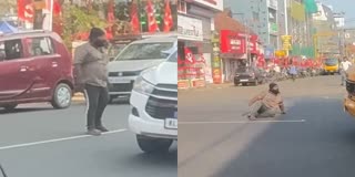 MAN DISRUPT VEHICLE DRIVERS  LATEST NEWS MALAYALAM  GANDHI SQUARE KOTTAYAM  YOUTH DISRUPTION IN GANDI SQUARE