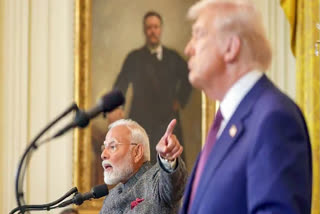 FILE- Prime Minister Narendra Modi and US President Donald Trump deliver a joint press statement after their meeting at the White House, in Washington, DC.