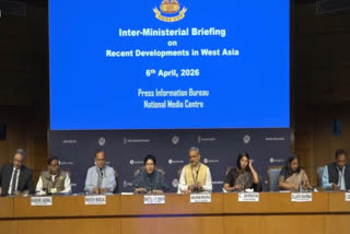 Officials addressing the Inter Ministerial Briefing on West Asia