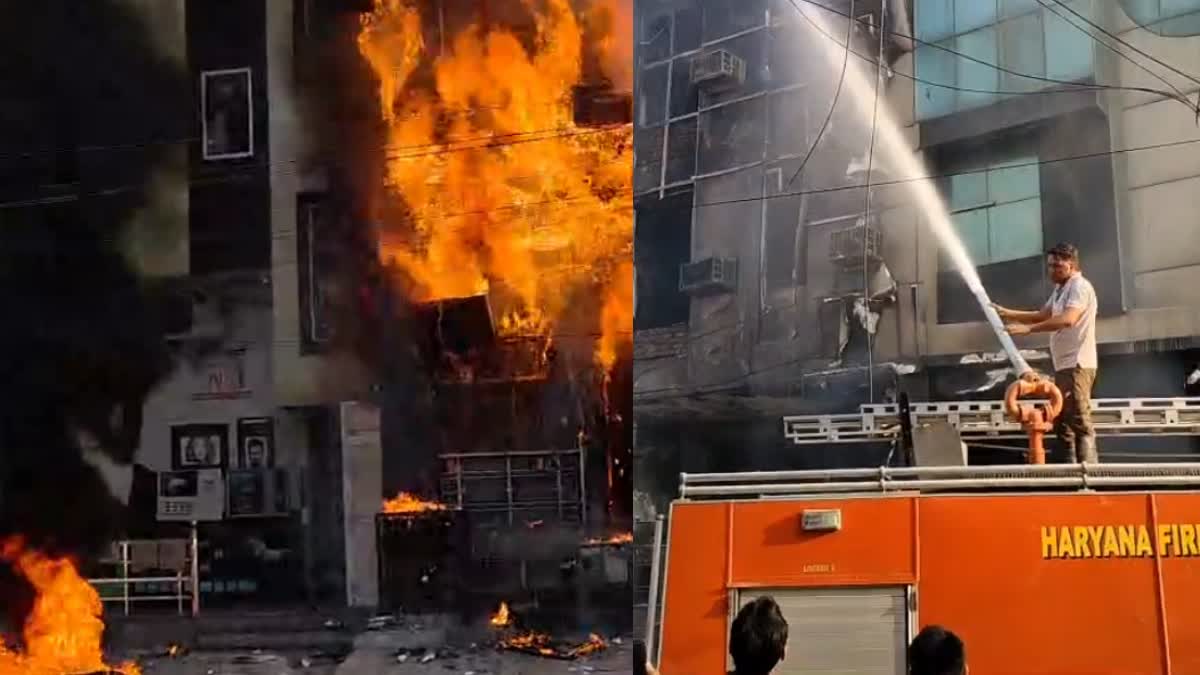 Fire broke out at the four storey Hotel Desire located in the Red Square Market in Hisar