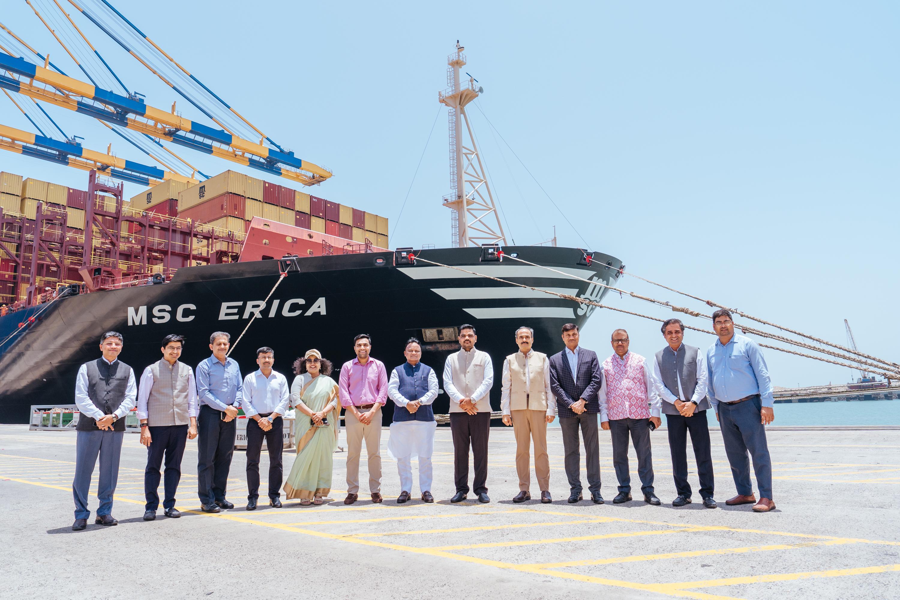 The Chief Minister addressed industry leaders during an inspection tour of Mundra Port.