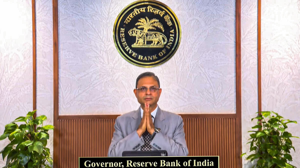 In this screenshot from @reservebankofindia593 via Youtube on June 6, 2025, RBI Governor Sanjay Malhotra gestures while delivering the Monetary Policy statement, in Mumbai, Friday, June 6, 2025.