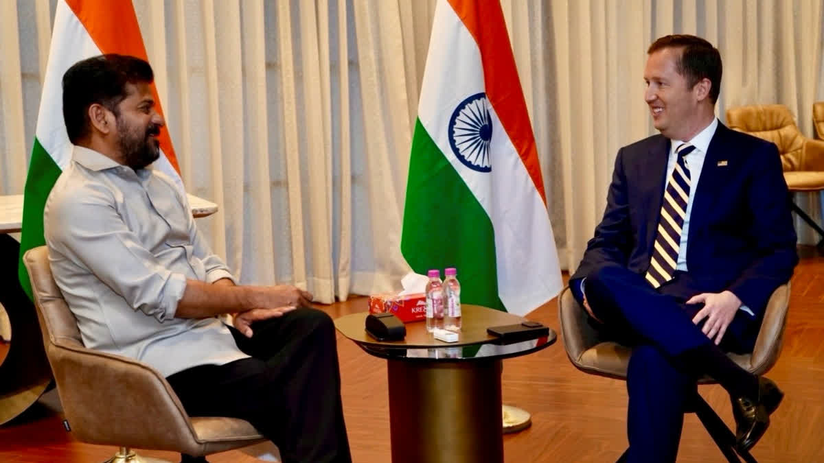 Telangana Chief Minister Revanth Reddy with US Ambassador to India Sergio Gor.
