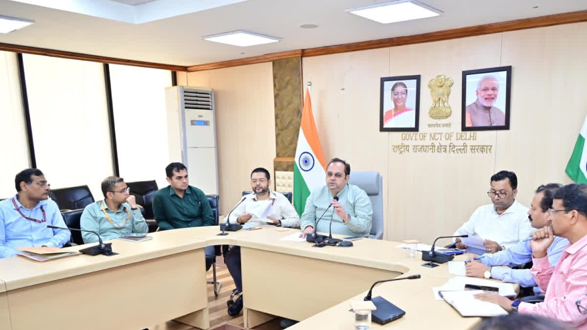 Delhi Health Minister Pankaj Singh conducts a review meeting.
