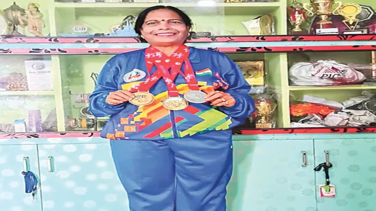 Boddu Vijayalakshmi with her medals.