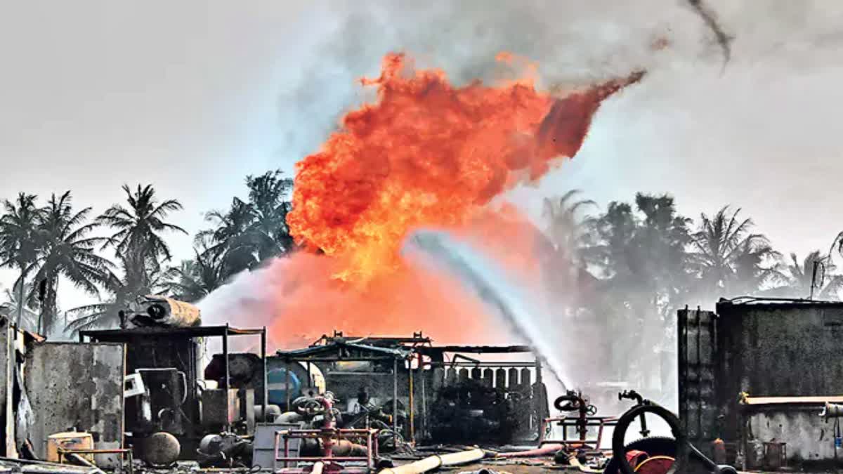 Blowout Continues ONGC Well in Konaseema District