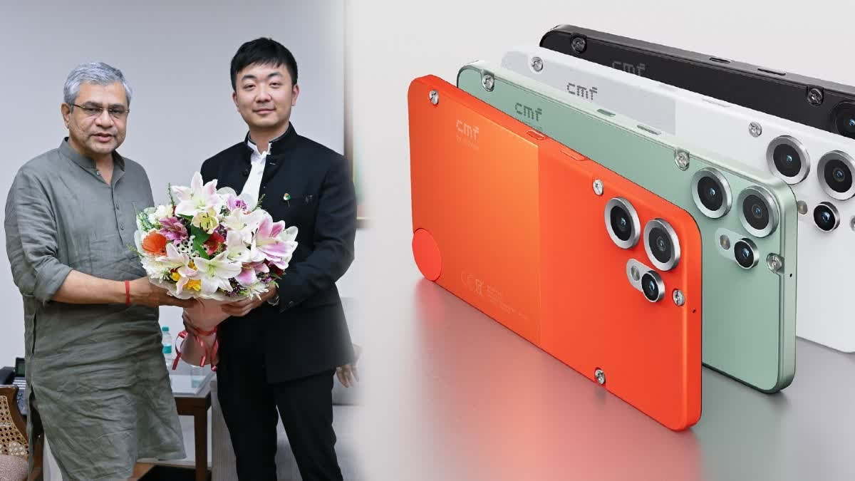 Carl Pei, CEO of Nothing, the parent company of CMF, and Ashwini Vaishnaw, India's Minister of Electronics and Information Technology.