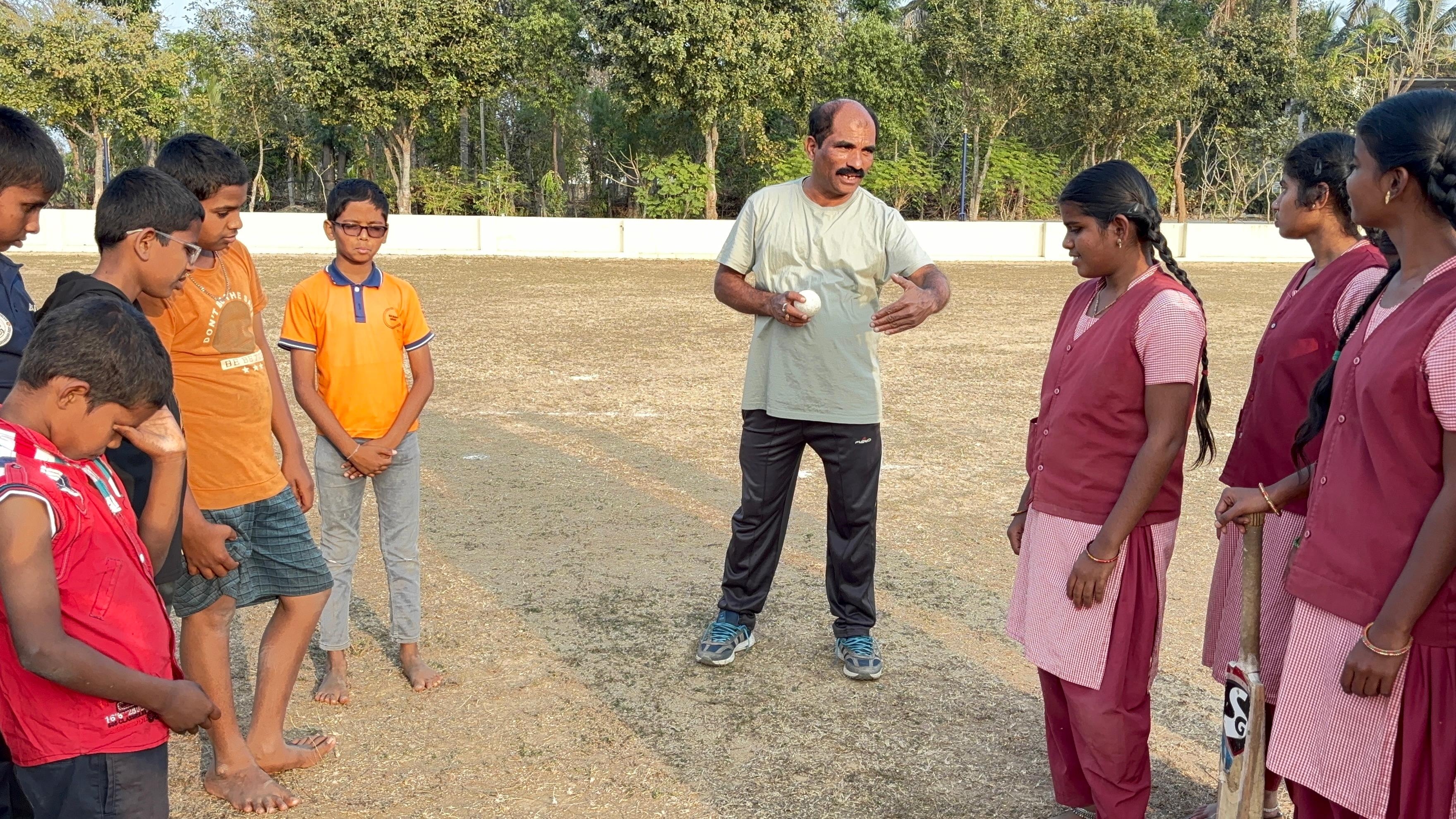 Coach with blind students