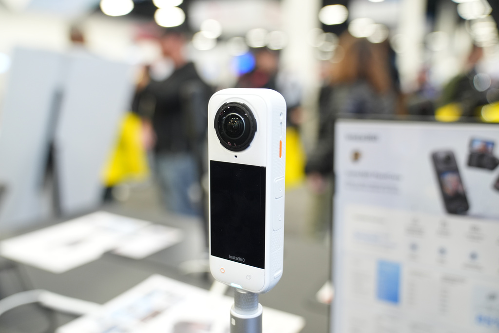 An Insta 360 X5 sits on display during the CES tech show Tuesday, Jan. 6, 2026, in Las Vegas
