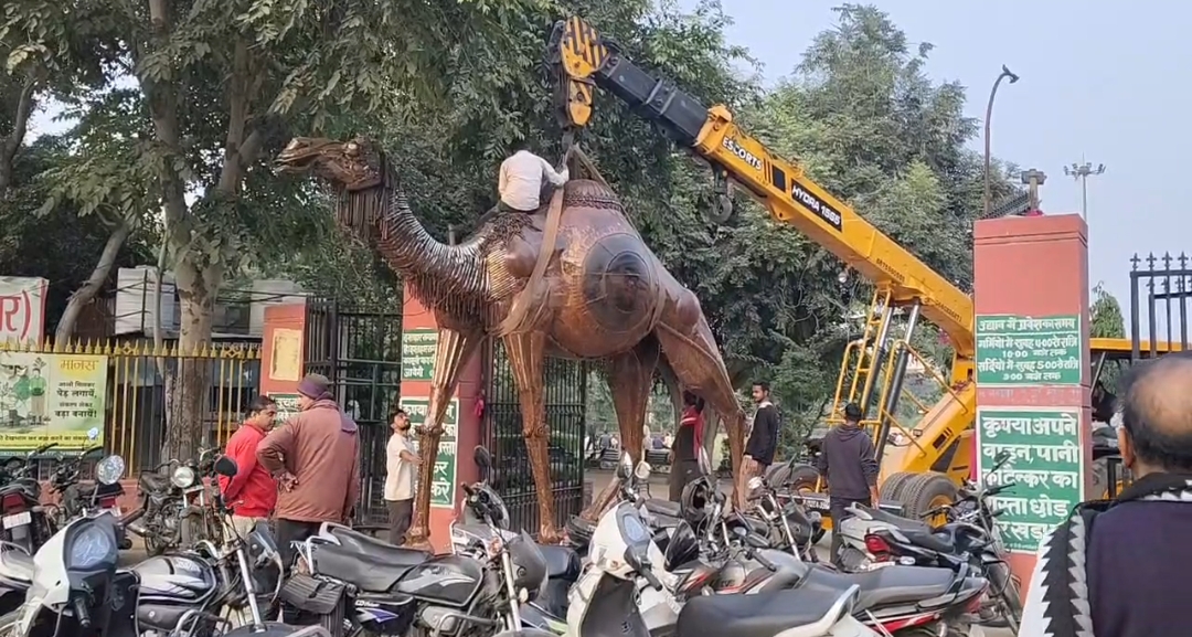 कबाड़ से बनी ऊंट कलाकृति