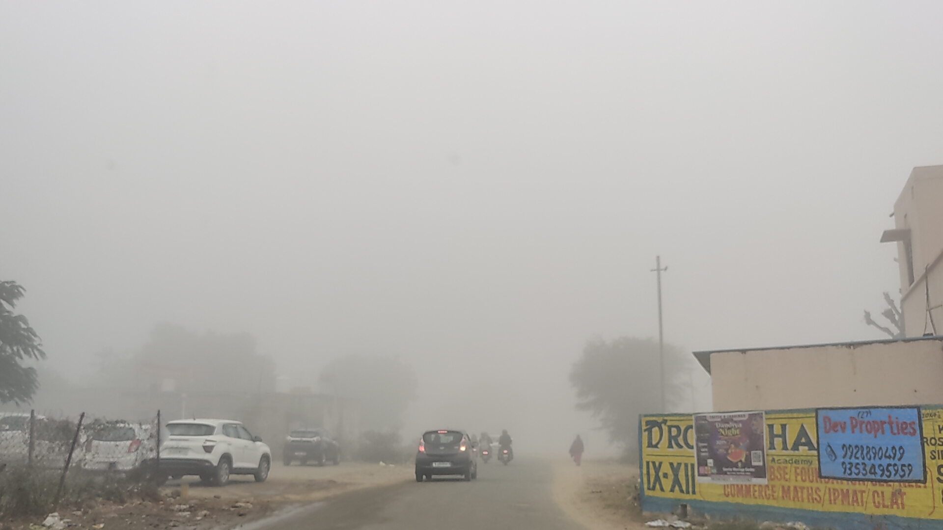 Visibility remained low in the outskirts of the capital