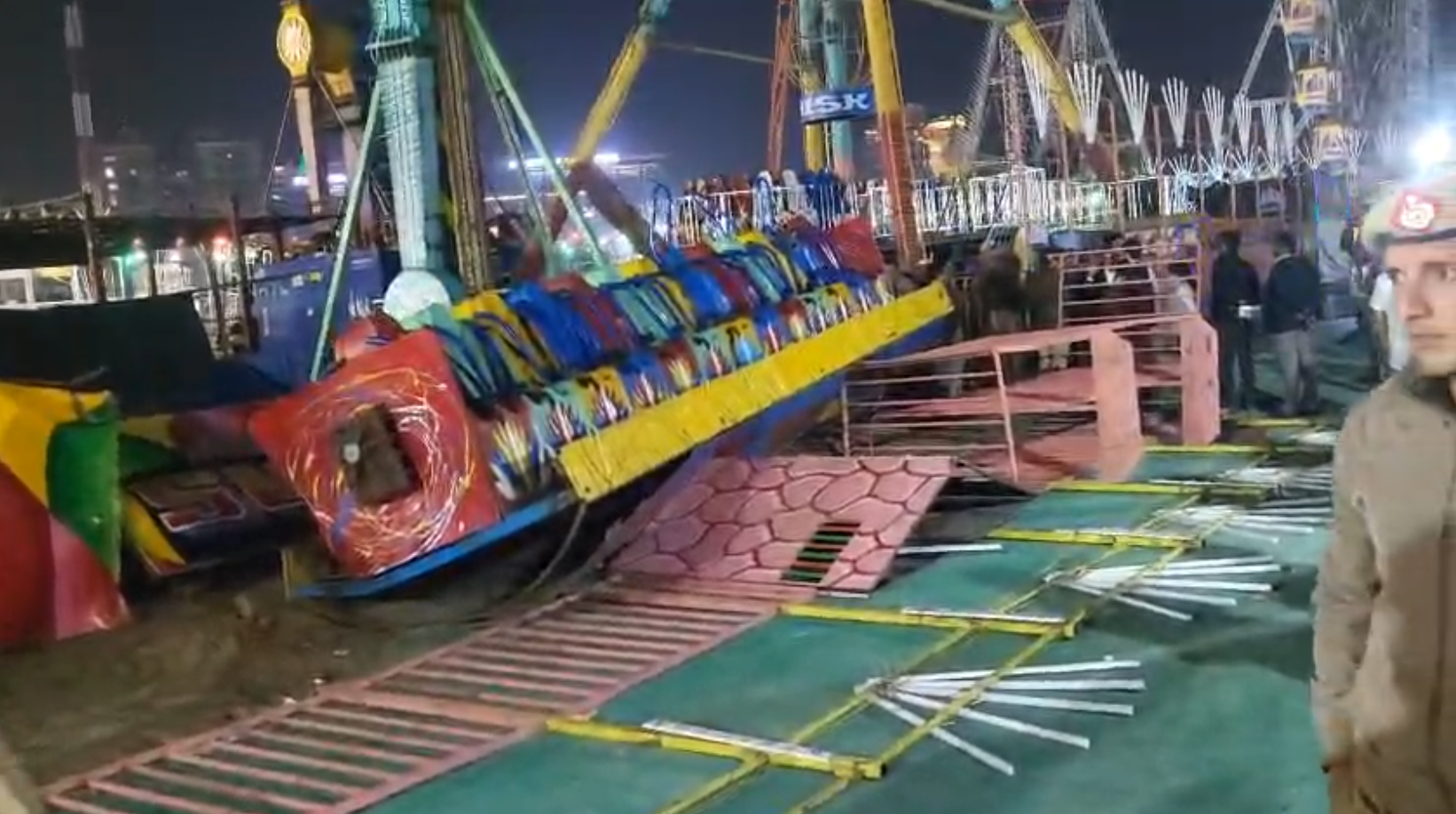 Palwal Inspector Jagdish Prasad killed and 12 injured when a swing collapsed at the Surajkund fair in Faridabad