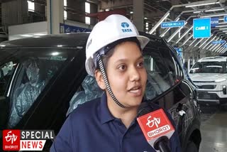 International Women Day, Safari and Harrier cars, Tata Motors Pune plant