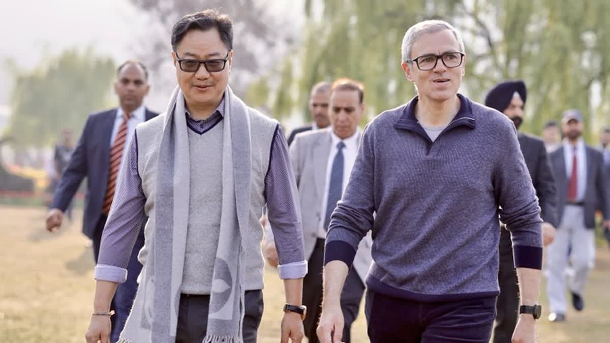 Amid Waqf Row, Jammu Kashmir CM Omar Abdullah Cozies Up To Minority Affairs Minister Kiren Rijiju In Srinagar