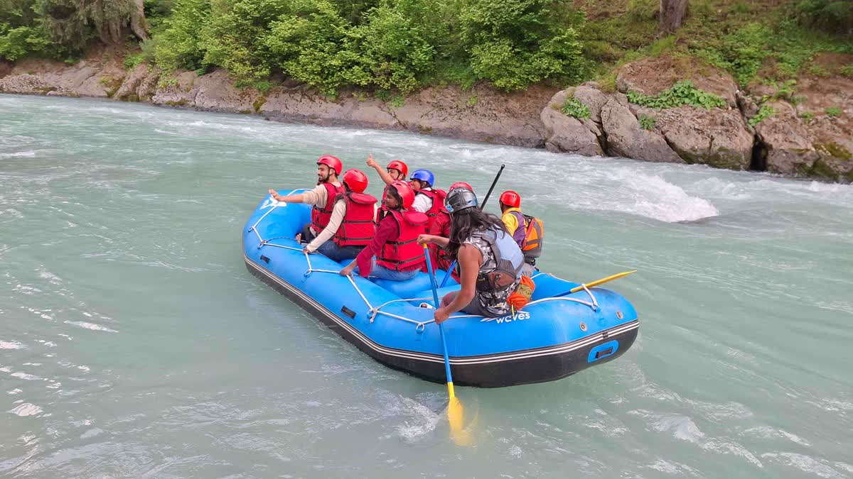 Rafters in river Lidder at Pahalgam, Jammu and Kashmir