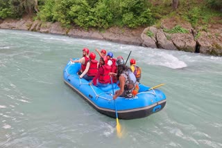 Rafters in river Lidder at Pahalgam, Jammu and Kashmir