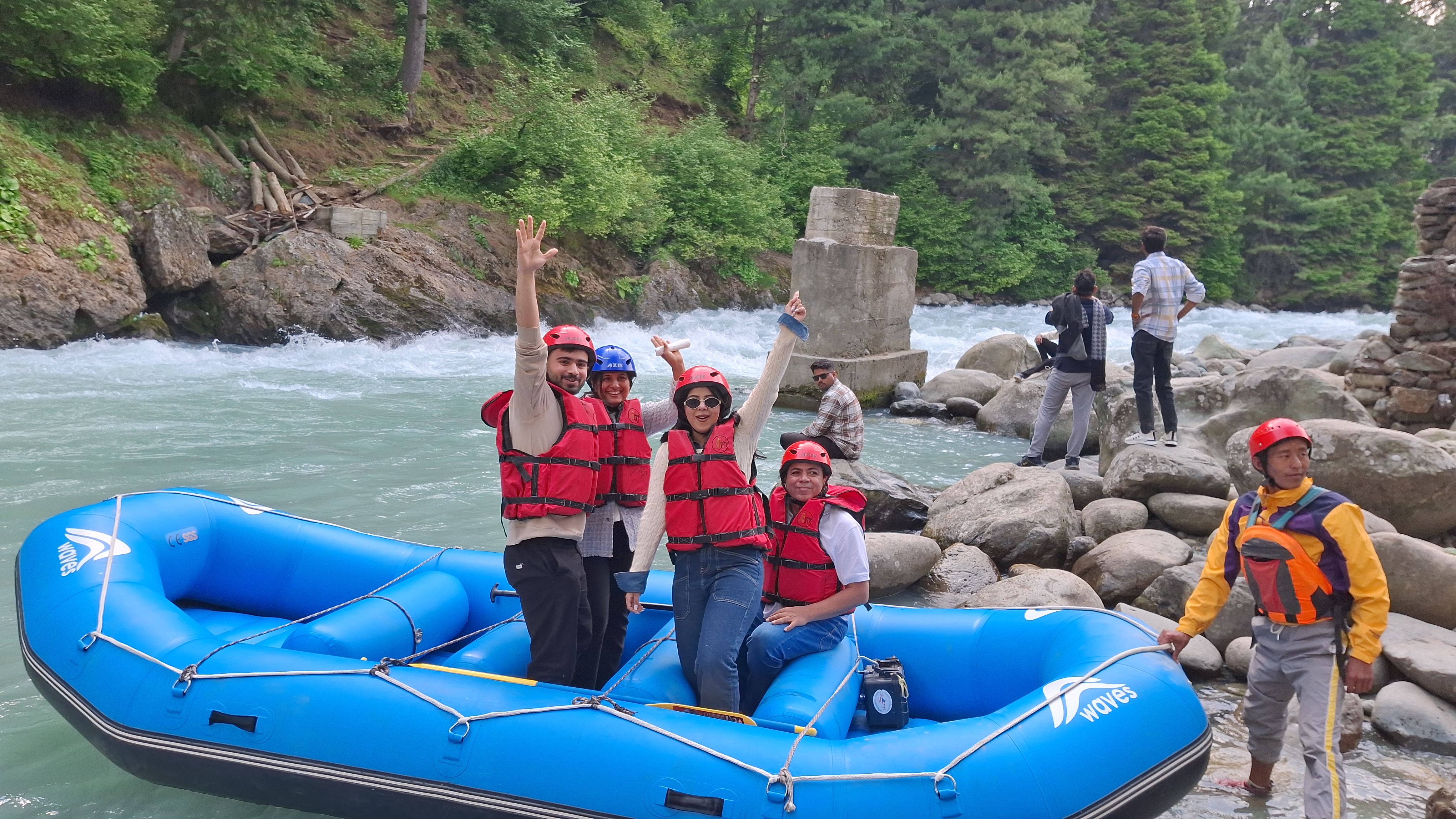 Rafters in river Lidder at Pahalgam, Jammu and Kashmir
