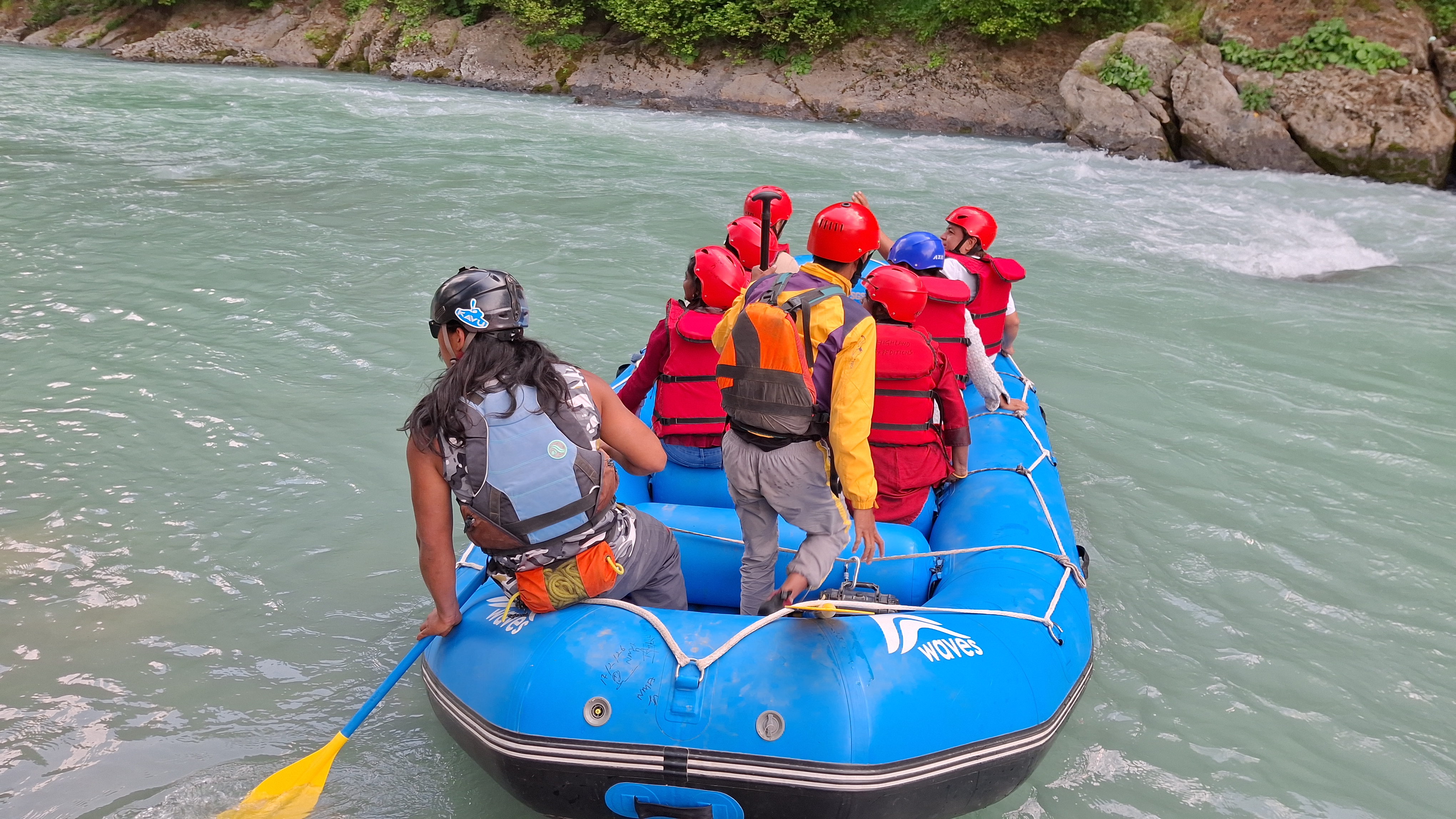 Rafters in river Lidder at Pahalgam, Jammu and Kashmir