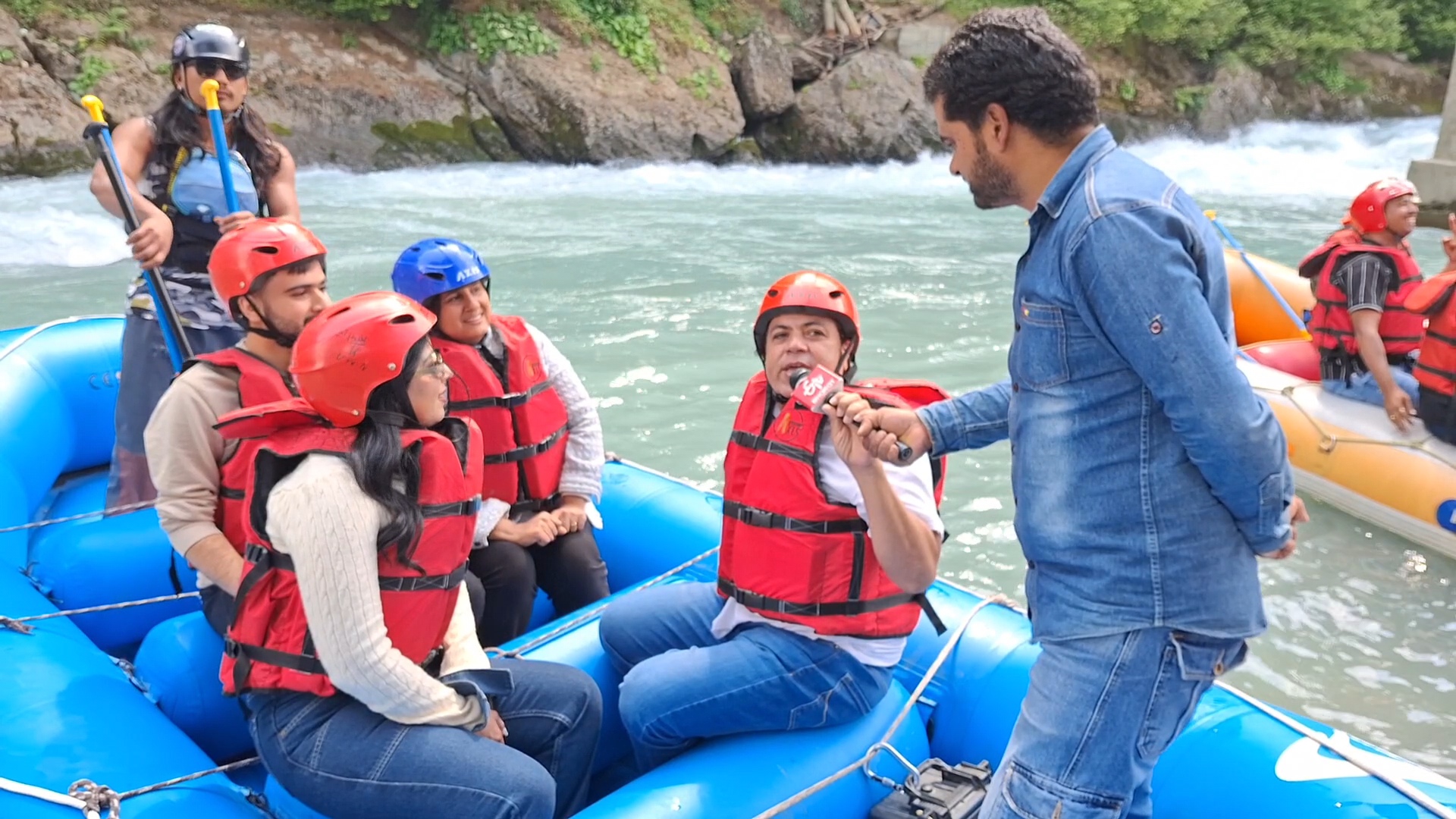 Rafters in river Lidder at Pahalgam, Jammu and Kashmir