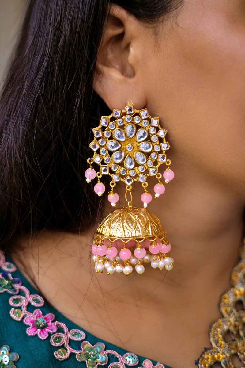 Woman wearing earrings