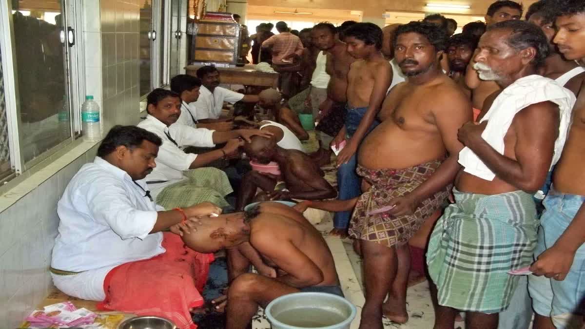 Devotees Offer Hair at Pilgrimage Sites