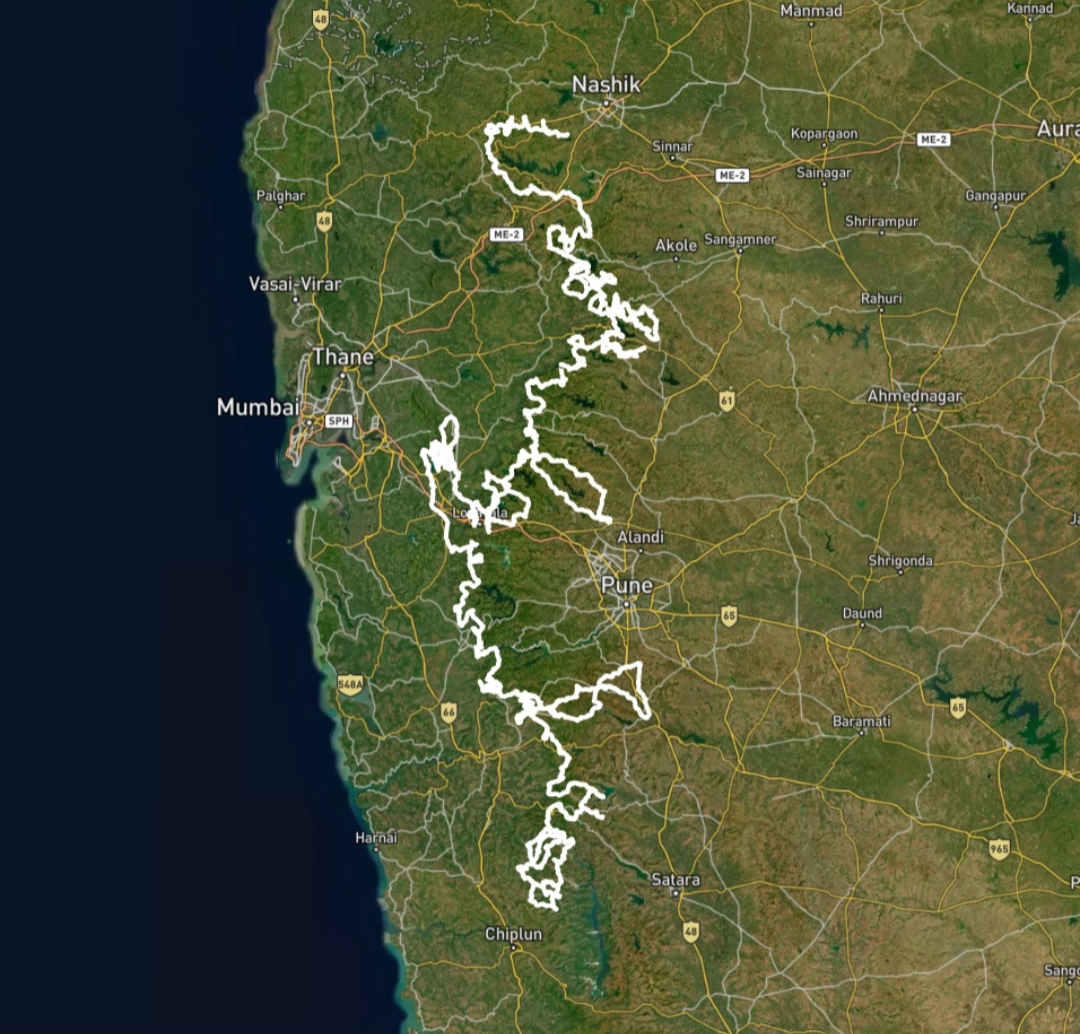 Digital footprint of Manav's treks through Maharashtra's Sahyadri Hills