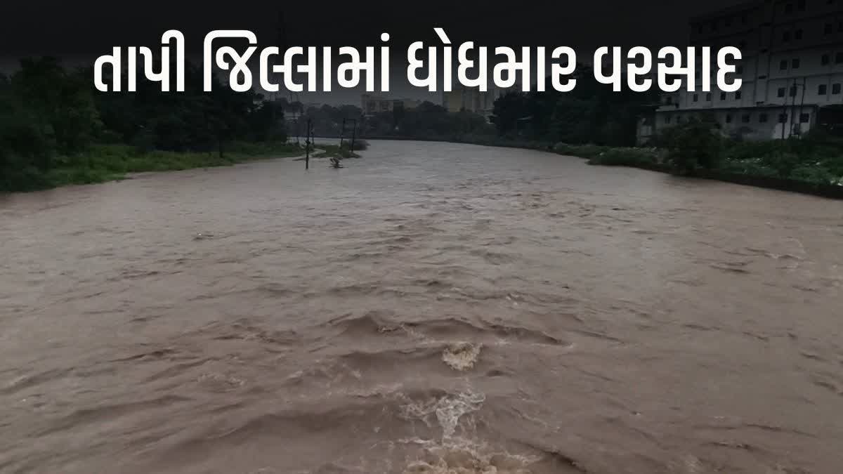 તાપી જિલ્લામાં ધોધમાર વરસાદ