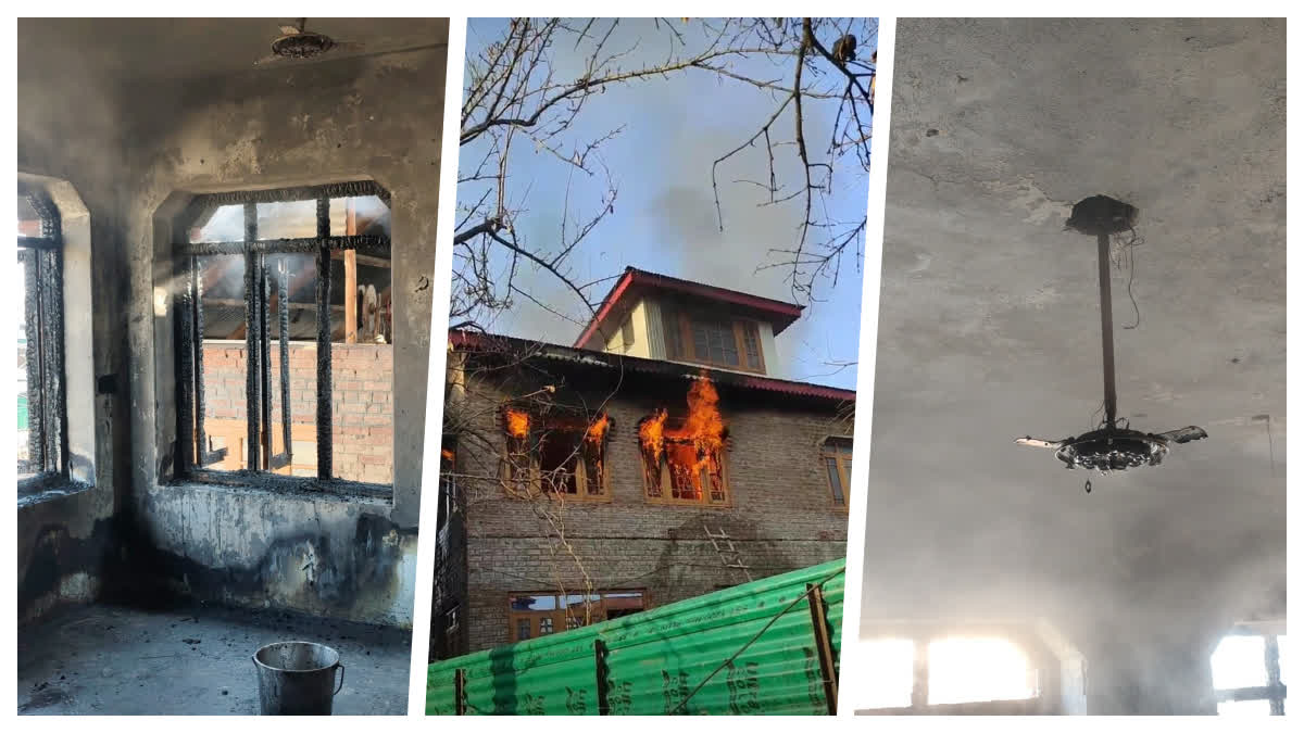 پنگلینہ پلوامہ میں تین منزلہ رہائشی مکان میں بھیانک آتشزدگی، مکان مکمل طور پر خاکستر