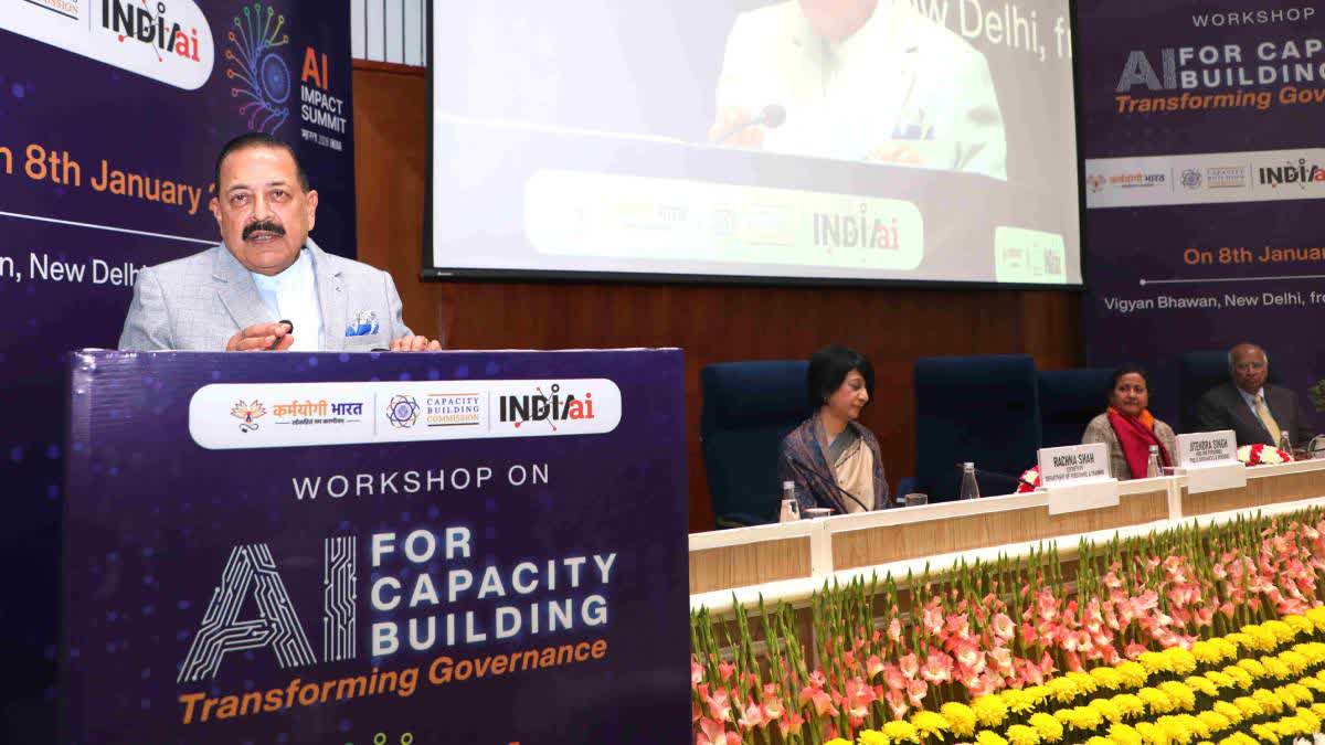 Union Minister Jitendra Singh speaks at "AI for Capacity Building: Transforming Governance" in New Delhi on Thursday.