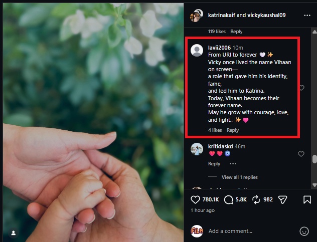 Vihaan Kaushal vicky kaushal katrina kaif son name linked to a bollywood film Uri The Surgical Strike