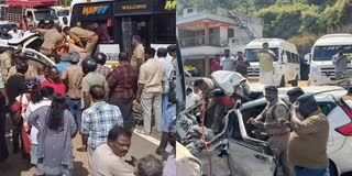 ACCIDENT DEATH  CAR AND BUS COLLIDED  SABARIMALA DEVOTEES ACCIDENT  SABARIMALA