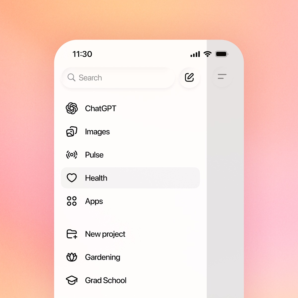ChatGPT Health will appear in the AI chatbot menu