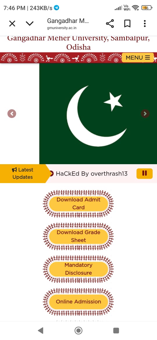 Pakistan flag seen after Gangadhar Meher University website hacked
