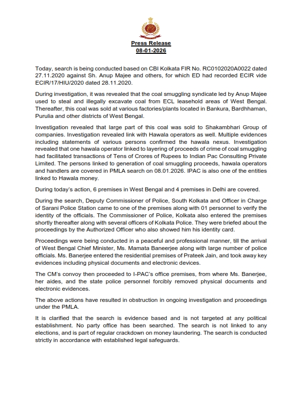 ED Claims on Mamata Banerjee