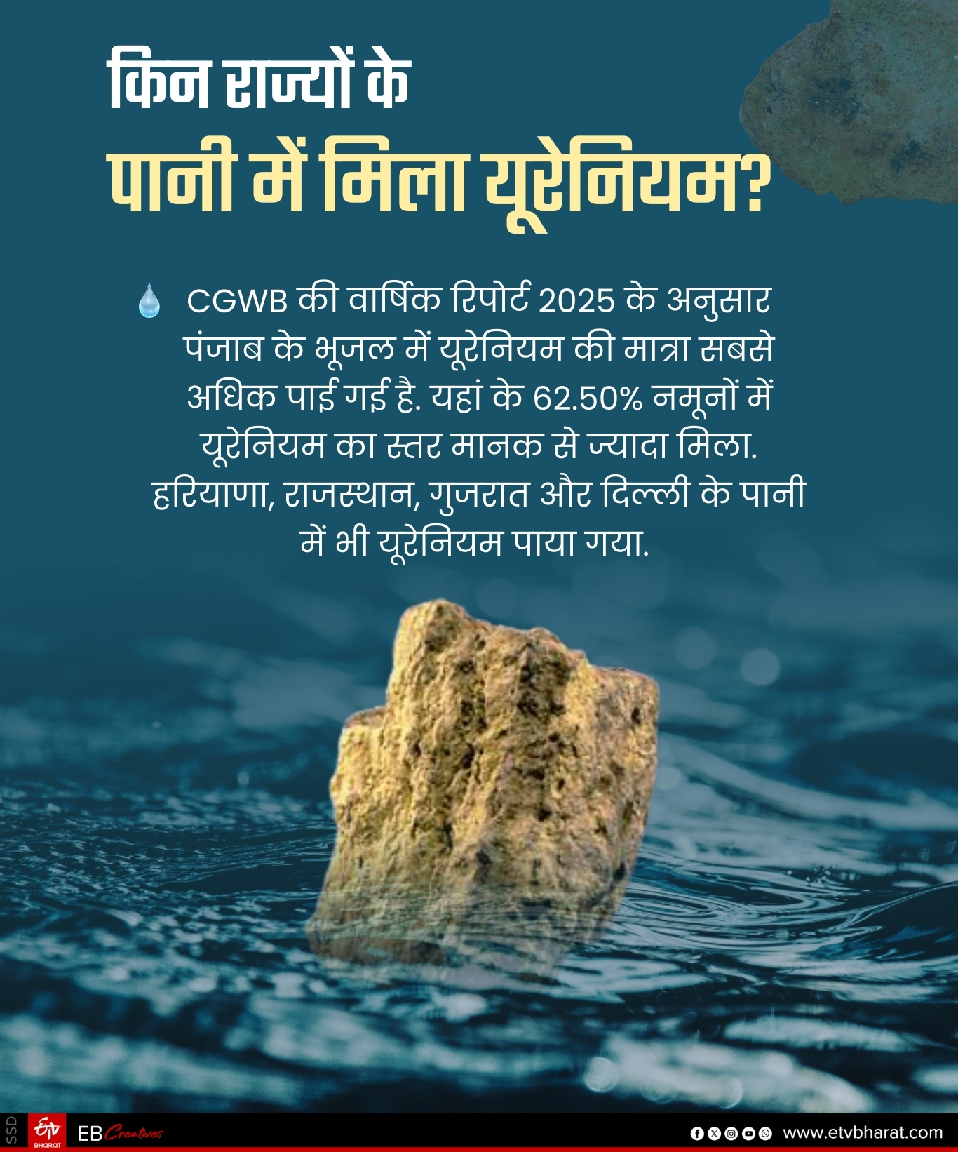 सैंपलों की जांच में कई राज्यों के पानी में यूरेनियम पाया गया.