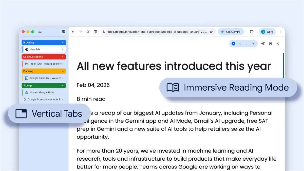 Google Chrome Update 2026 Brings Vertical Tabs and Immersive Reading Mode