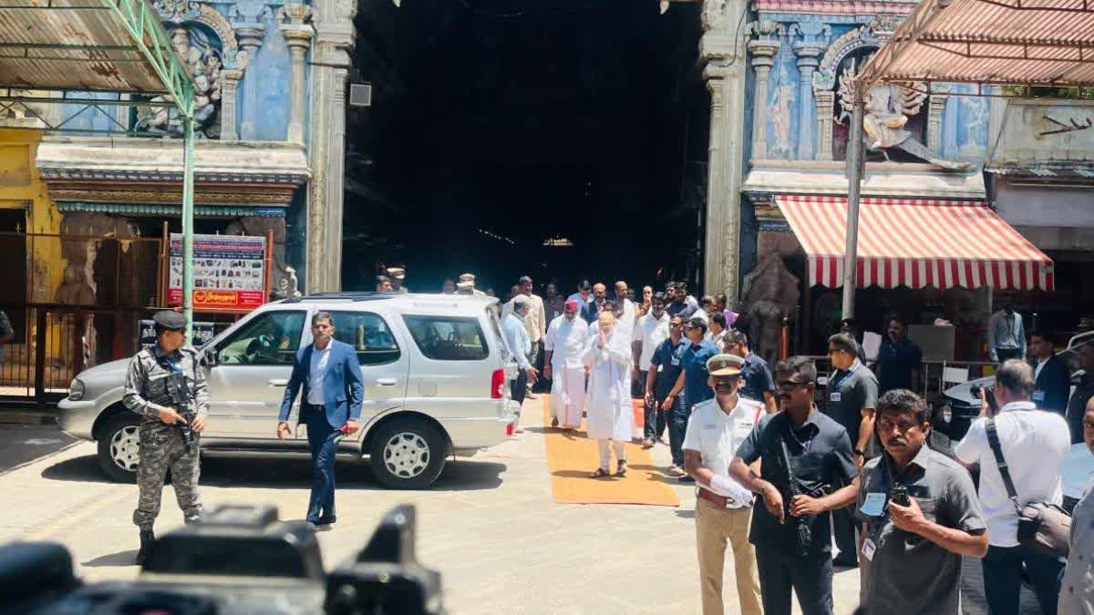 Amit Shah Visits Meenakshi Amman Temple in Madurai