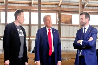 Tesla and SpaceX CEO Elon Musk, Republican presidential nominee former President Donald Trump and Republican vice presidential nominee Sen. JD Vance, R-Ohio, attend a campaign event, Oct. 5, 2024 in Butler, Pa