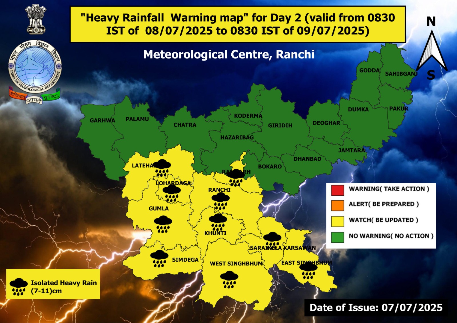Jharkhand monsoon yellow alert for heavy rain in ranchi