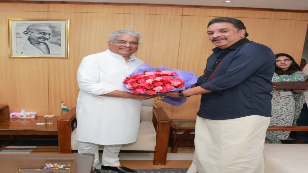 FOREST MINISTER SHIBU BABY JOHN  UNION MINISTER BHUPENDER YADAV  SHIBU BABY JOHN MEET UNION MINISTER  MINISTERS MEET IN NEW DELHI
