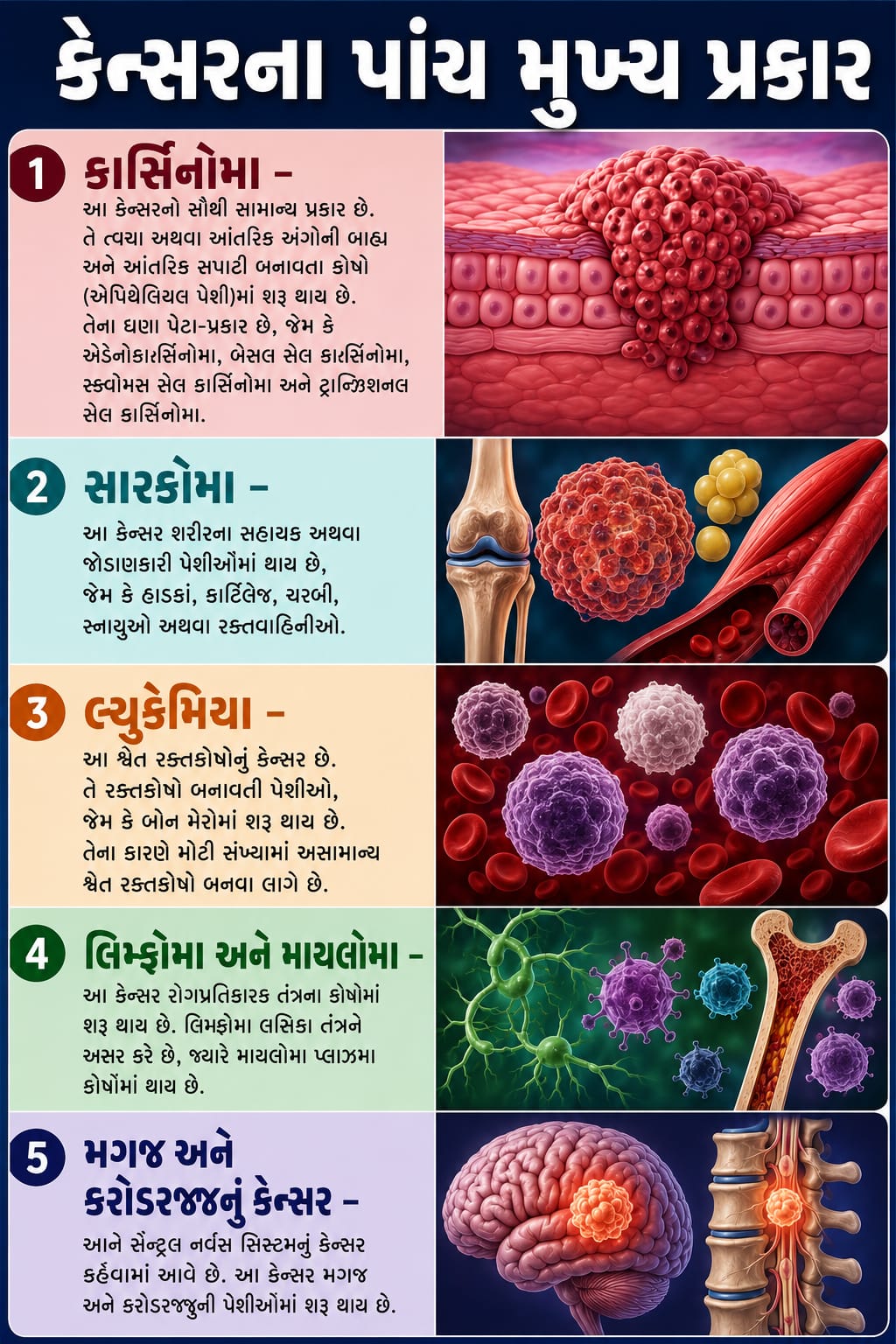 કેન્સરના મુખ્ય પ્રકાર