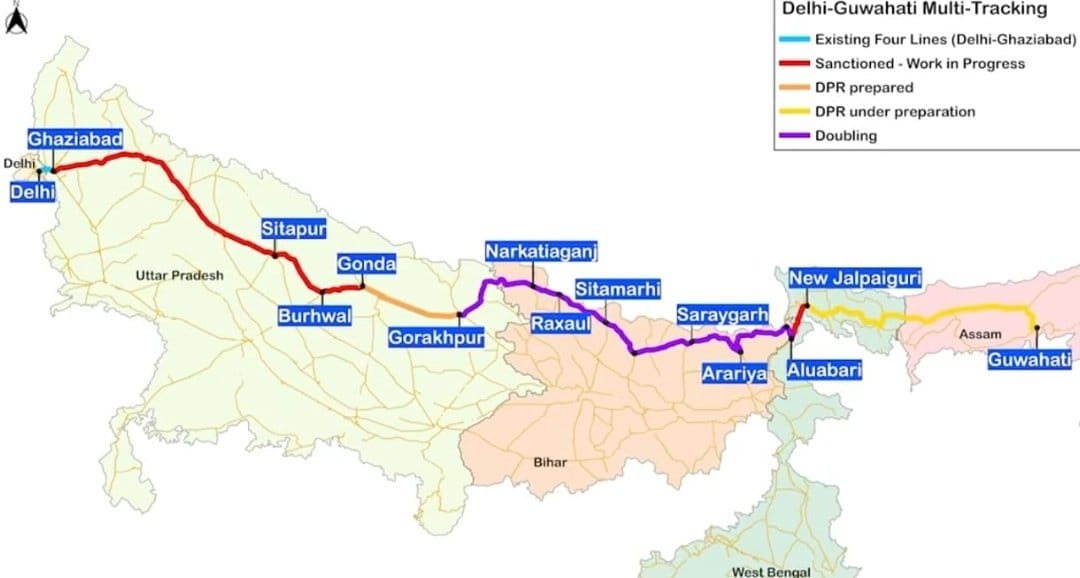 Delhi-Guwahati rail network