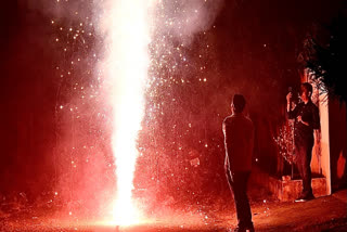 People light firecrackers during Diwali celebrations in Nagpur on Friday, November 1, 2024.