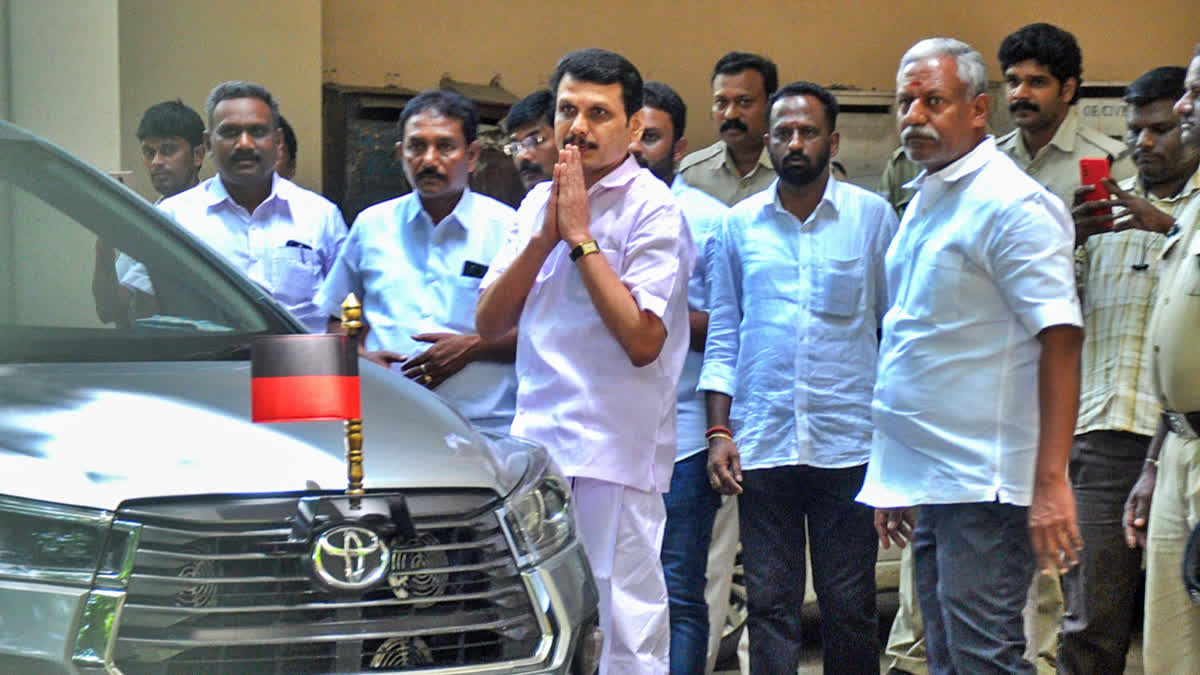 FILE- Former Tamil Nadu minister and DMK leader V Senthil Balaji leaves from ED office in Chennai on Friday, September 27, 2024.