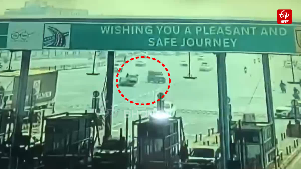 Thar rams into car at Ghamroj toll plaza in Bhondsi Gurugram CCTV footage shows