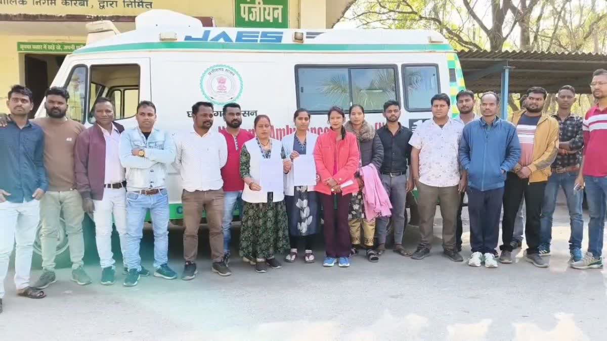 Ambulance workers in Korba