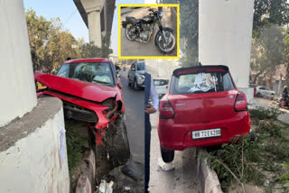 दिल्ली में स्विफ्ट कार ने बुलेट को जोरदार टक्कर,
