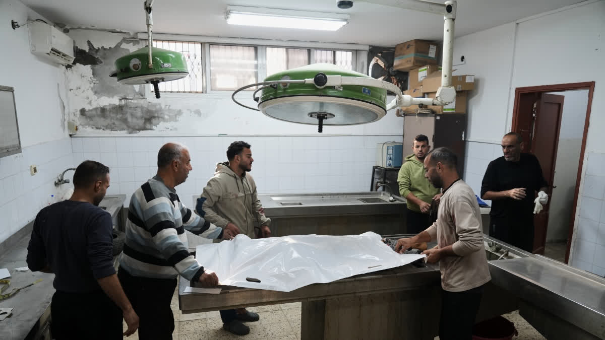 The body of 11-year-old Palestinian girl Hamsa Hosou, killed by Israeli fire in Jabalia, is brought to Shifa Hospital in Gaza City Thursday, Jan. 8, 2026.